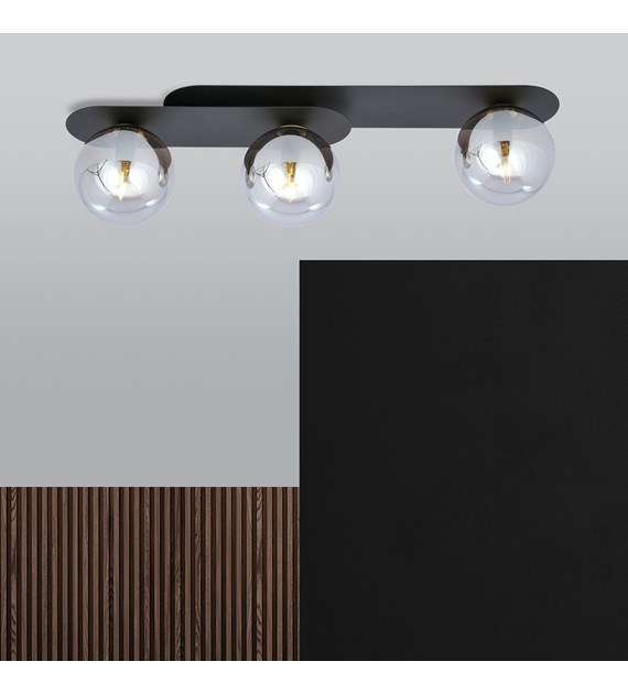 Plafonnier Plaza 3 Noir Graphite — design minimaliste industriel PLAZA 3 NOIR/GRAFIT