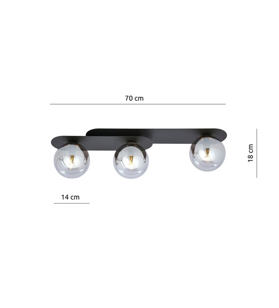 Plafonnier Plaza 3 Noir Graphite — design minimaliste industriel PLAZA 3 NOIR/GRAFIT
