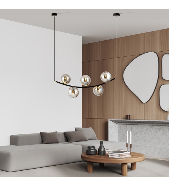 Lampe suspendue RITZ 5 demi-cercle, design asymétrique graphite RITZ 5 BL GRAPHITE