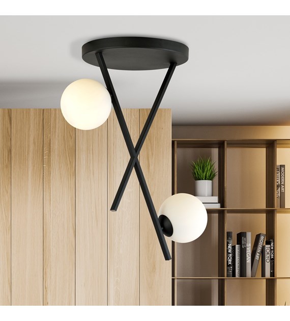 Plafonnier RIVER 2 OPAL – design moderne, abat-jours au choix RIVER 2 OPAL