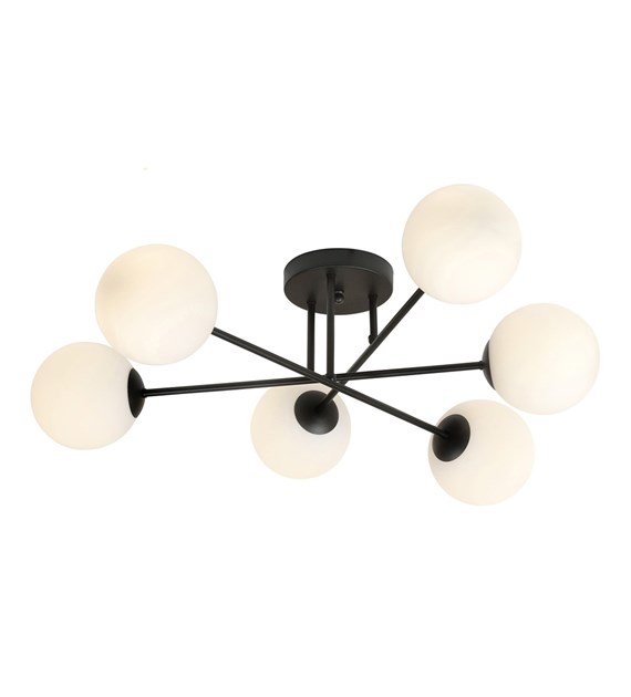 Plafonnier ROMA 6 OPAL noir - minimaliste, fabriqué en Pologne ROMA 6 BL OPAL