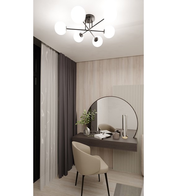 Plafonnier ROMA 6 OPAL noir - minimaliste, fabriqué en Pologne ROMA 6 BL OPAL
