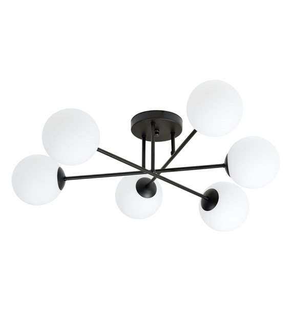 Plafonnier ROMA 6 OPAL noir - minimaliste, fabriqué en Pologne ROMA 6 BL OPAL