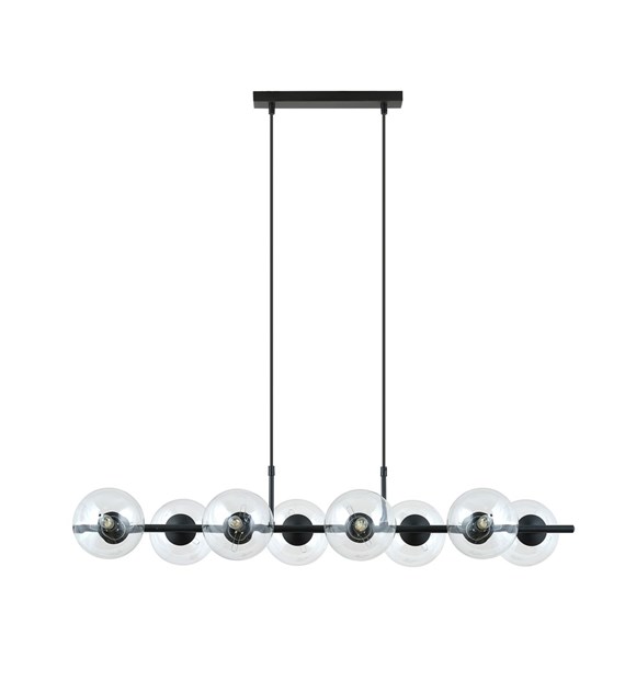 Suspension design RORY, verre léger, 6/8 lumières, grandes surfaces RORY 8 TRANSPARENT