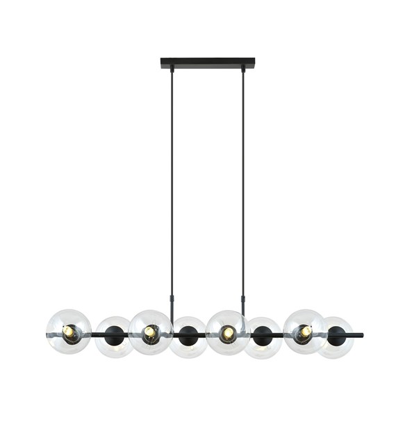 Suspension design RORY, verre léger, 6/8 lumières, grandes surfaces RORY 8 TRANSPARENT
