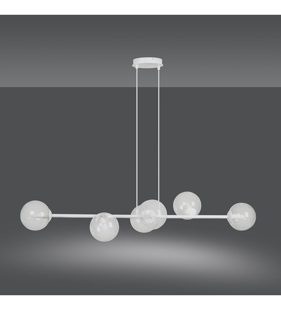 Suspension design ROSSI, verre, 6/8 sources, fabrication polonaise ROSSI 6 WH TRANSPARENT