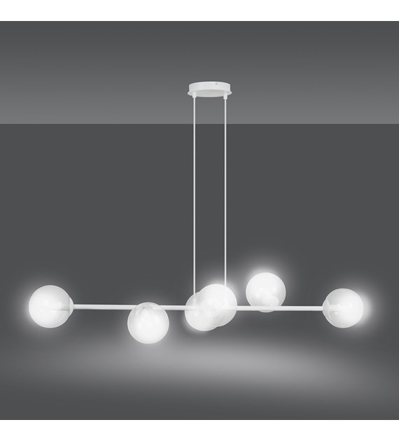 Suspension design ROSSI, verre, 6/8 sources, fabrication polonaise ROSSI 6 WH TRANSPARENT