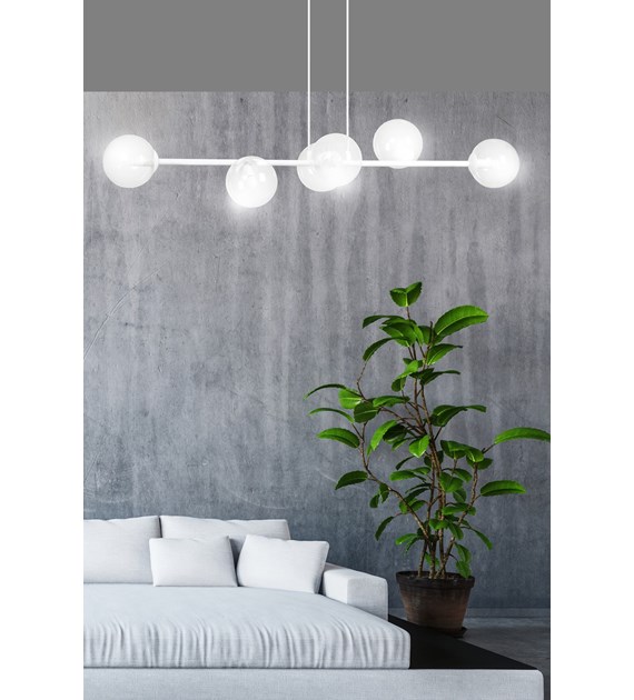 Suspension design ROSSI, verre, 6/8 sources, fabrication polonaise ROSSI 6 WH TRANSPARENT