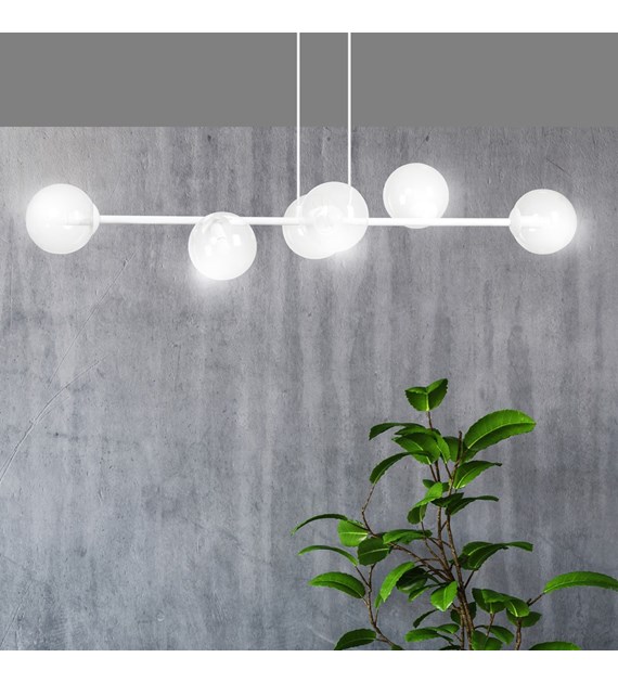 Suspension design ROSSI, verre, 6/8 sources, fabrication polonaise ROSSI 6 WH TRANSPARENT