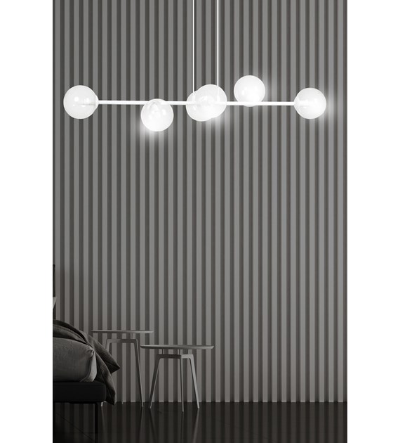 Suspension design ROSSI, verre, 6/8 sources, fabrication polonaise ROSSI 6 WH TRANSPARENT