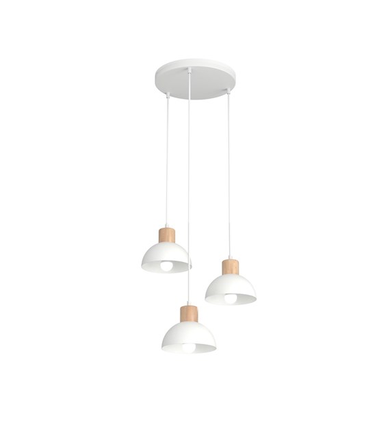 SECO 3 Premium Blanc – Lampe suspendue scandinave métal & bois SECO 3 PREMIUM BLANC