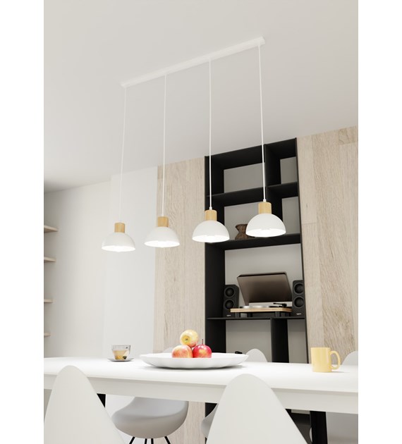 Lampe suspendue Seco scandinave métal & bois, esprit nature SECO 4 BL