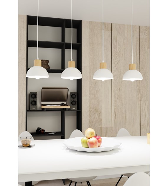 Lampe suspendue Seco scandinave métal & bois, esprit nature SECO 4 BL