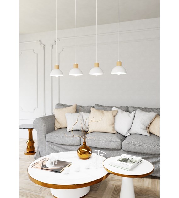 Lampe suspendue Seco scandinave métal & bois, esprit nature SECO 4 BL