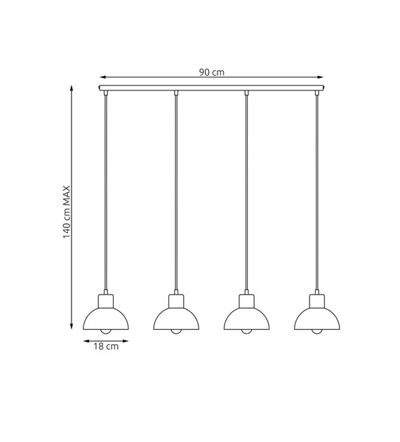 Lampe suspendue Seco scandinave métal & bois, esprit nature SECO 4 BL