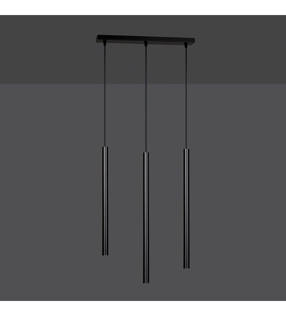 Luminaire suspendue SELTER noir 3 sources, gouttes métalliques SELTER 3 NOIR