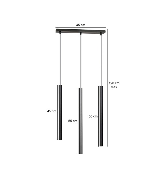 Luminaire suspendue SELTER noir 3 sources, gouttes métalliques SELTER 3 NOIR