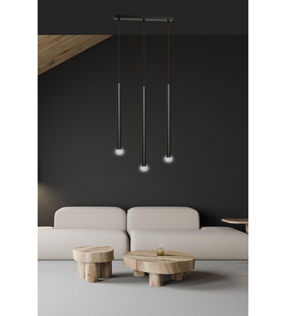 Luminaire suspendue SELTER noir 3 sources, gouttes métalliques SELTER 3 NOIR