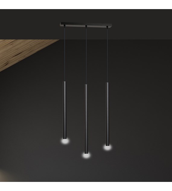 Luminaire suspendue SELTER noir 3 sources, gouttes métalliques SELTER 3 NOIR