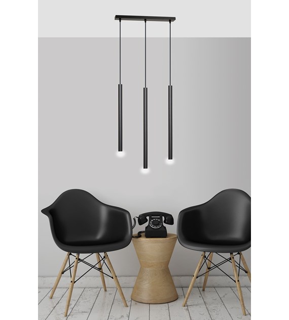 Luminaire suspendue SELTER noir 3 sources, gouttes métalliques SELTER 3 NOIR