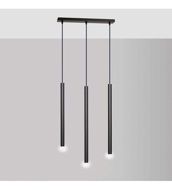 Luminaire suspendue SELTER noir 3 sources, gouttes métalliques SELTER 3 NOIR