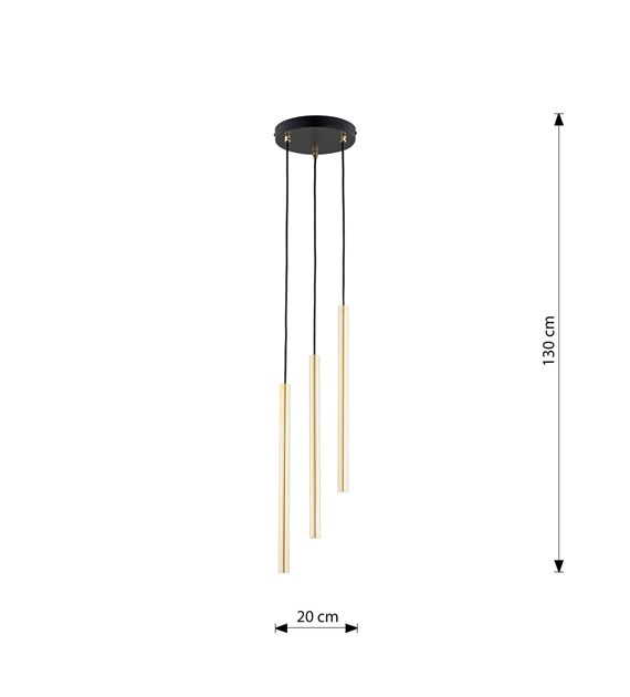 Lampe suspendue Selter 3 Premium Or, tubes dorés, design moderne SELTER 3 PREMIUM OR