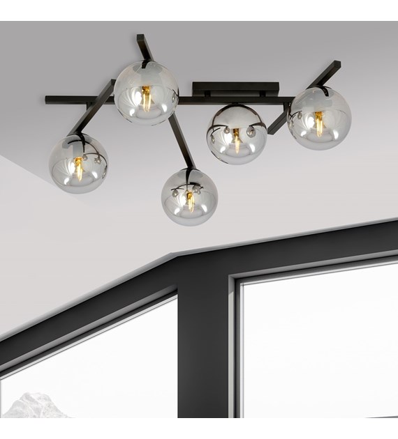 Plafonnier SMART 5 Noir Grafit – design moderne, 5 sources lumineuses SMART 5 NOIR/GRAFIT