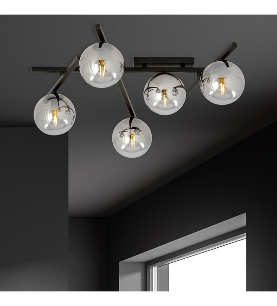 Plafonnier SMART 5 Noir Grafit – design moderne, 5 sources lumineuses SMART 5 NOIR/GRAFIT