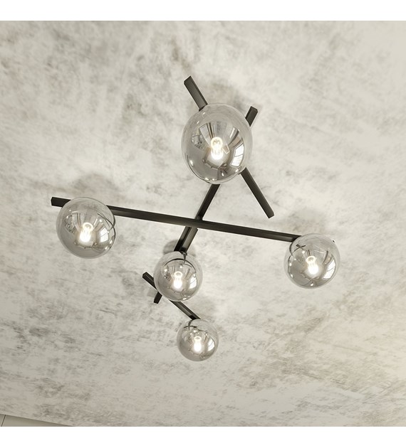 Plafonnier SMART 5 Noir Grafit – design moderne, 5 sources lumineuses SMART 5 NOIR/GRAFIT