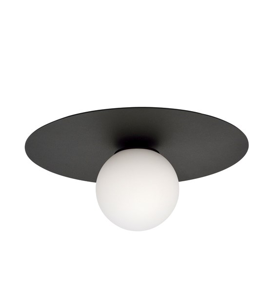 Plafonnier SOLAR 1 Noir/Opale - minimaliste, verre et métal SOLAR 1 NOIR/OPALE