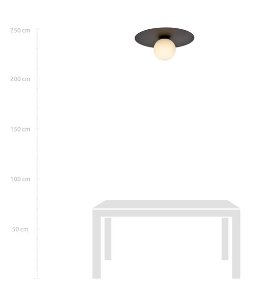 Plafonnier SOLAR 1 Noir/Opale - minimaliste, verre et métal SOLAR 1 NOIR/OPALE