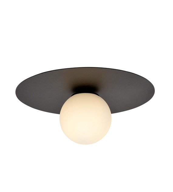 Plafonnier SOLAR 1 Noir/Opale - minimaliste, verre et métal SOLAR 1 NOIR/OPALE