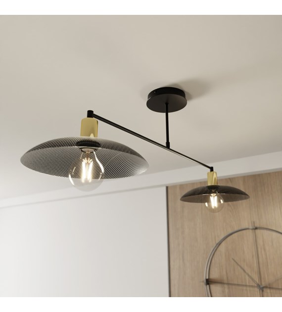 Plafonnier industriel SPIRIT 2 noir, design métal minimaliste SPIRIT 2 NOIR