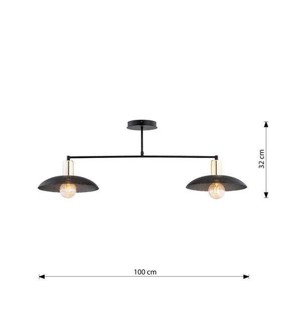 Plafonnier industriel SPIRIT 2 noir, design métal minimaliste SPIRIT 2 NOIR