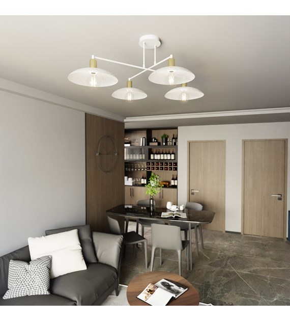 SPIRIT 4 Blanc plafonnier industriel en métal, design minimaliste SPIRIT 4 BLANC