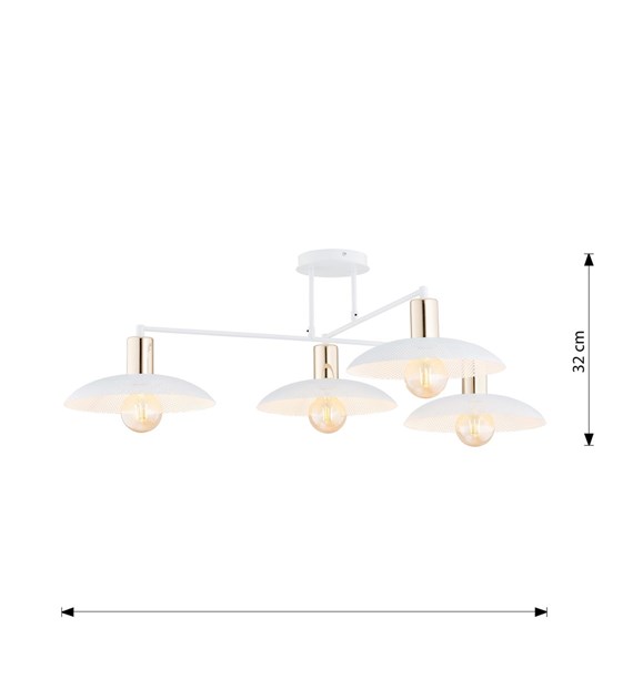 SPIRIT 4 Blanc plafonnier industriel en métal, design minimaliste SPIRIT 4 BLANC
