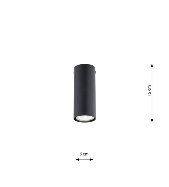 Plafonnier TECNO 1 S Black — luminaire plafond noir, réf. 1316/1 S TECNO 1S BLACK luminaire