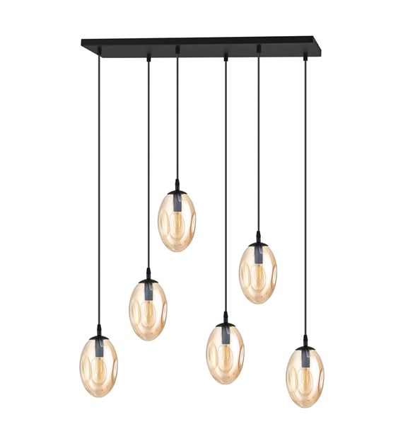 Plafonnier ASTRAL 6 BL miel, 6 sources, design aérodynamique Titre du produit en français : "ASTRAL 6 BL MIEL