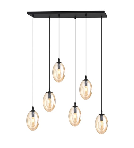 Plafonnier ASTRAL 6 BL miel, 6 sources, design aérodynamique Titre du produit en français : "ASTRAL 6 BL MIEL