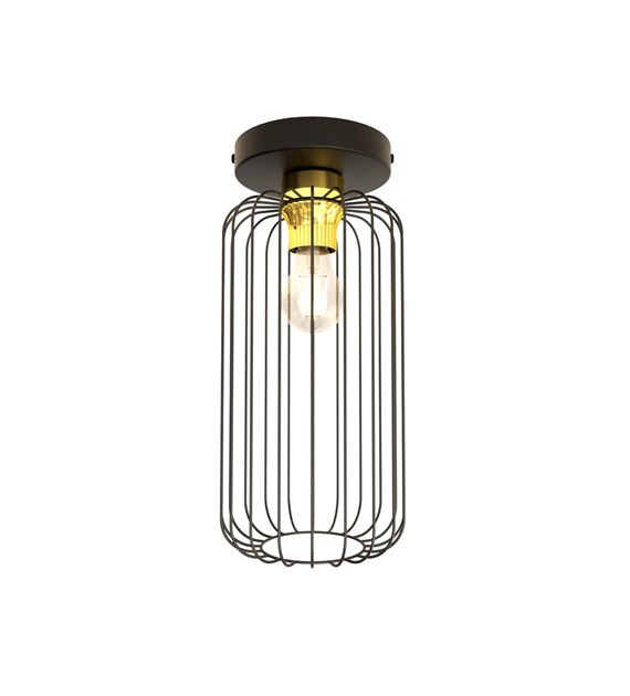 Plafonnier design industriel BARN en acier durable, abat-jour filaire Titre du produit en français : "GRANGE 1 BL OR