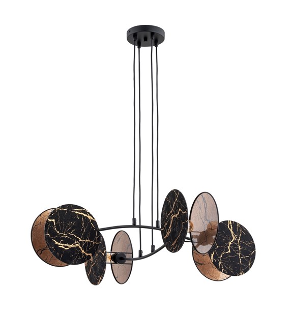Lampe suspendue MOTIF - sculpture lumineuse design à deux anneaux Titre du produit traduit en français : "MOTIF 4 MARBEL
