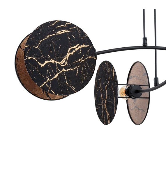 Lampe suspendue MOTIF - sculpture lumineuse design à deux anneaux Titre du produit traduit en français : "MOTIF 4 MARBEL