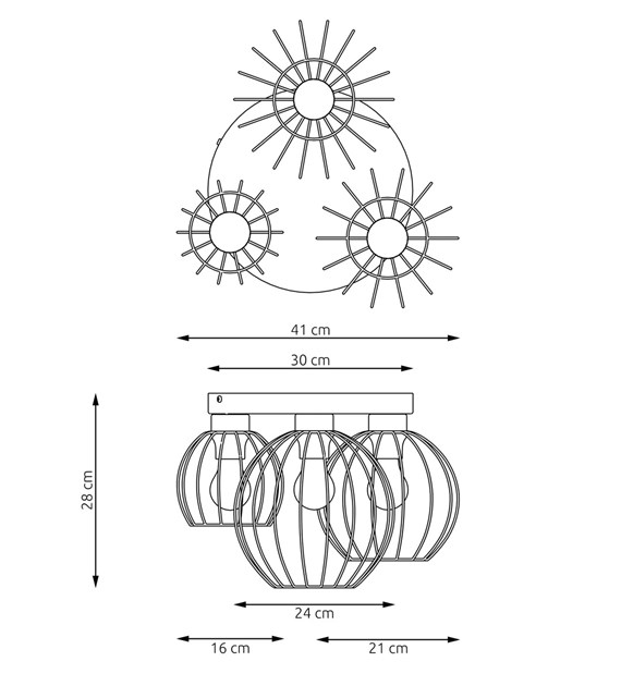Plafonnier NEST en acier, abat-jours filaires, design industriel Titre du produit traduit en français : "NID 3PREM BL