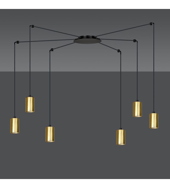 TRAKER Luminaire suspendue araignée, câbles longs, métal, blanc/or TRAKER 6 BL/OR