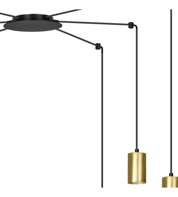 TRAKER Luminaire suspendue araignée, câbles longs, métal, blanc/or TRAKER 6 BL/OR