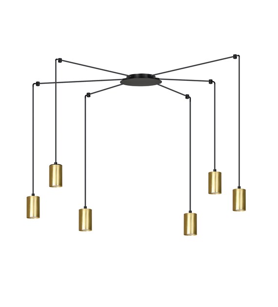 TRAKER Luminaire suspendue araignée, câbles longs, métal, blanc/or TRAKER 6 BL/OR