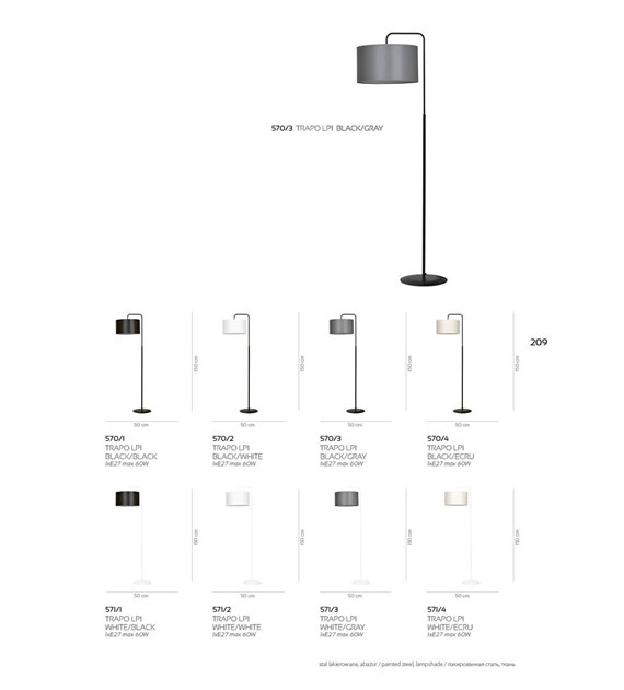 Lampe sur pied TRAPO noire – design minimaliste, 100% polonaise TRAPO LP1 BL NOIR