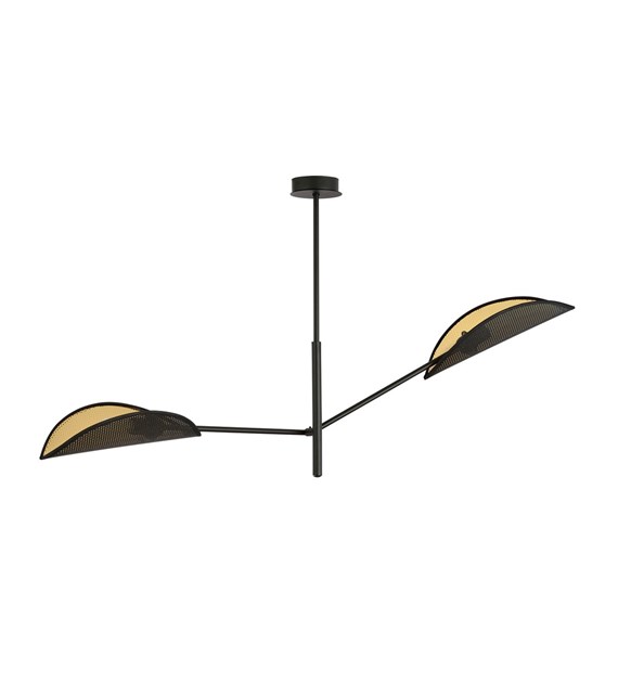 Plafonnier VENE 2 NOIR/OR - abat-jours feuilles, design ethnique VENE 2 NOIR/OR