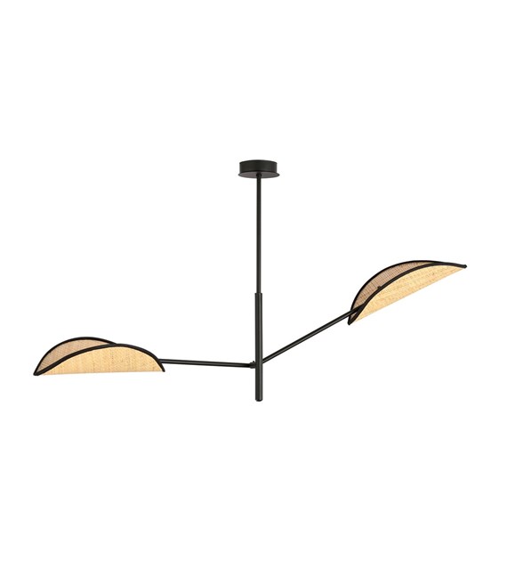 Plafonnier VENE 2 Noir/Rattan - abat-jours feuilles, lumière douce VENE 2 NOIR/RATTAN