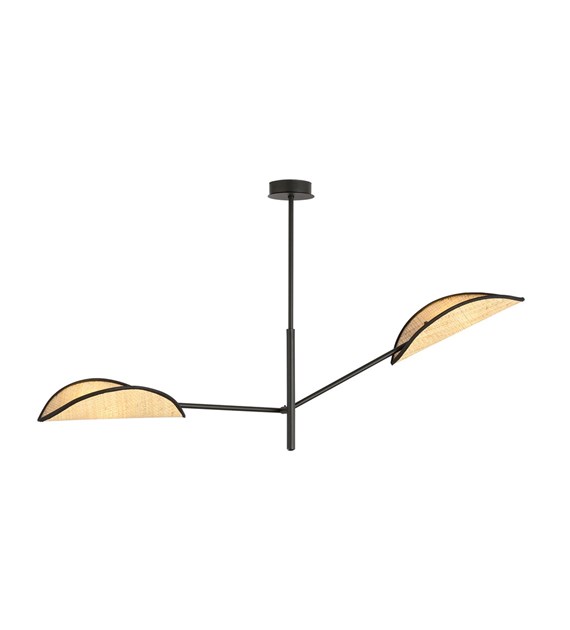 Plafonnier VENE 2 Noir/Rattan - abat-jours feuilles, lumière douce VENE 2 NOIR/RATTAN